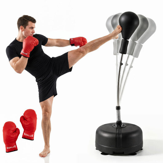 54.5"-62" Height Adjustable FPunching Bag with Stand for Teens and Adults-Red