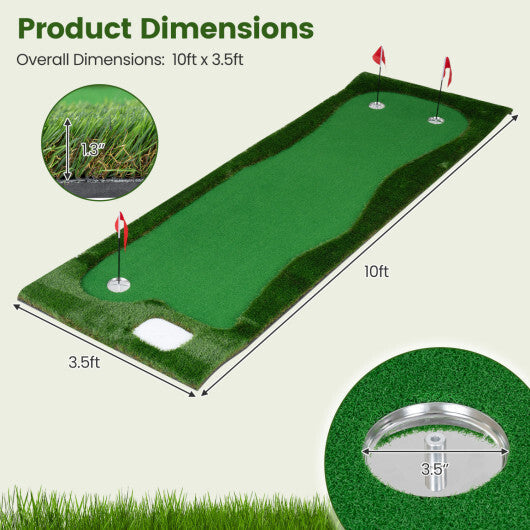 10 x 3.5ft Golf Putting Green with 3 Hole Cups and 3 Flags for Home Backyard Garage Office LuxuryLifeWay Online Store
