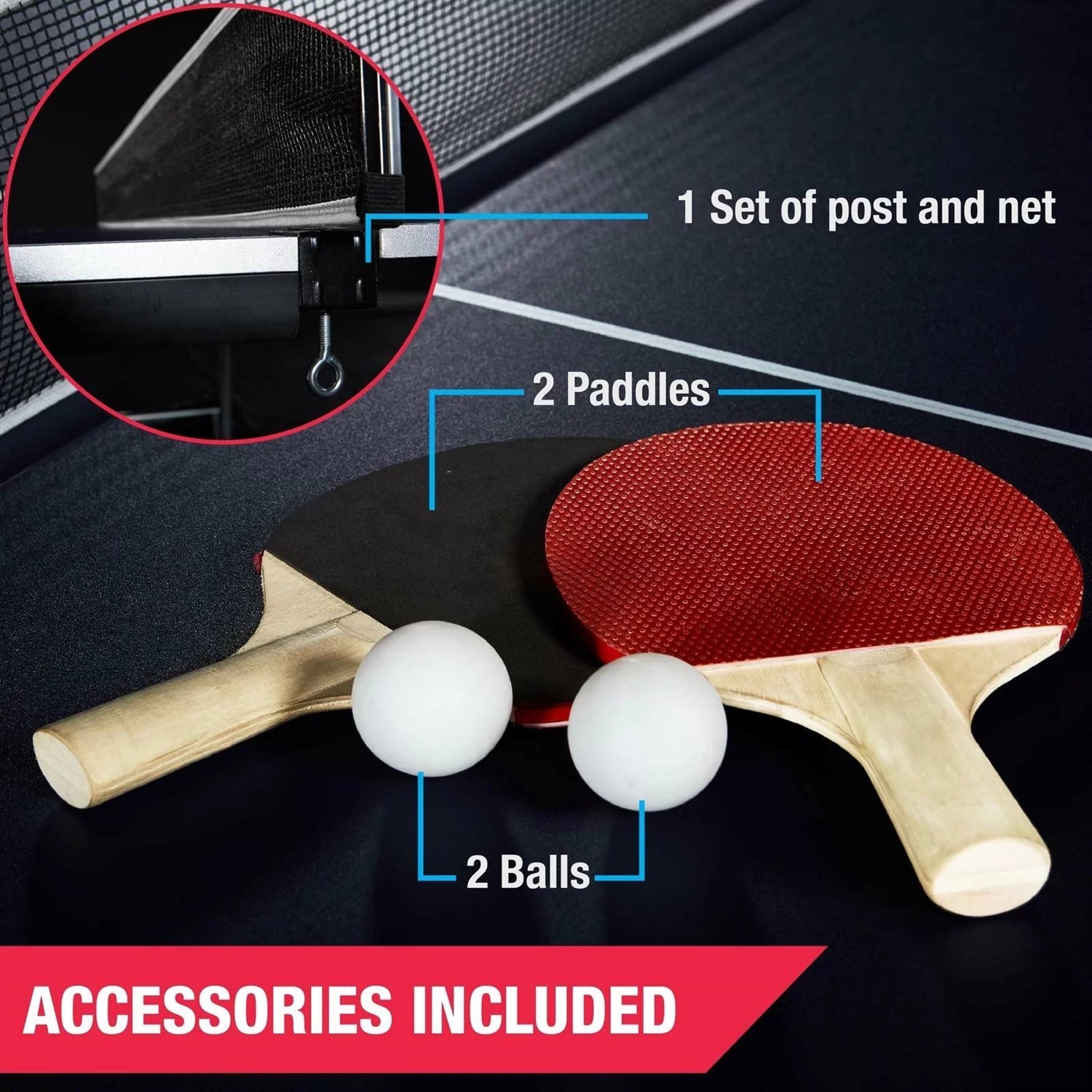 Official Size Blue Ping Pong Table Tennis Set with Net 2 Balls and 2 Paddles LuxuryLifeWay Online Store