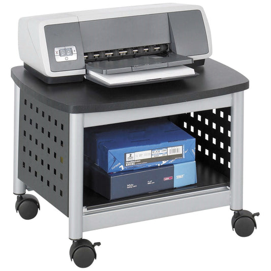 Under-Desk Printer Stand Mobile Office Cart in Black and Silver LuxuryLifeWay Online Store