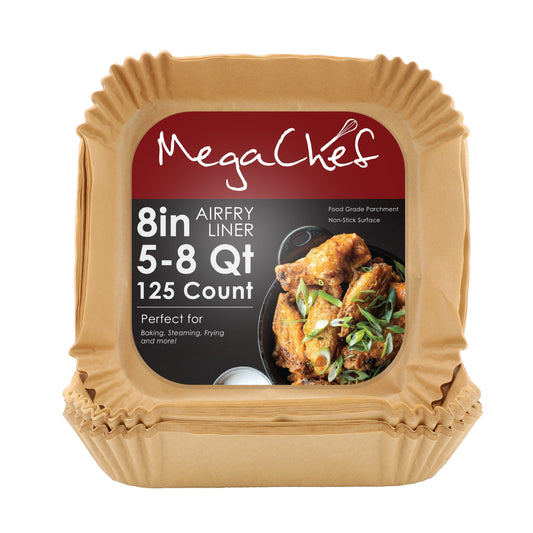 MegaChef 125 Piece 8 Inch 5-8 Quart Square Air Fry Parchment Paper Liners LuxuryLifeWay Online Store