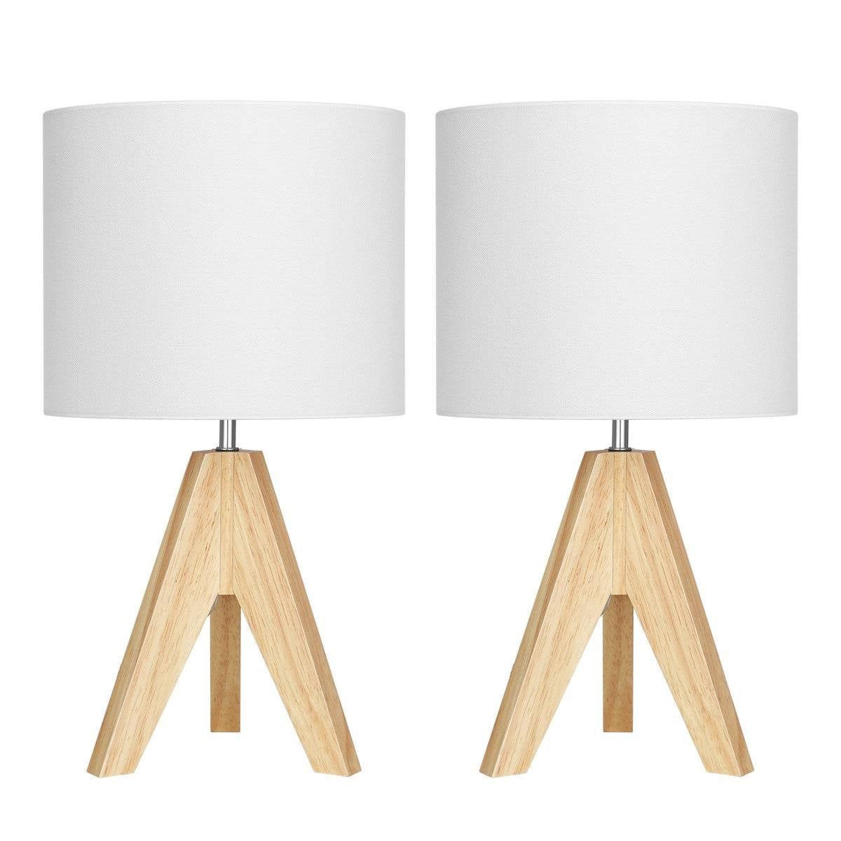 Set of 2 - Scandinavian Style Tripod Desk Lamp with White Linen Drum Shade LuxuryLifeWay Online Store
