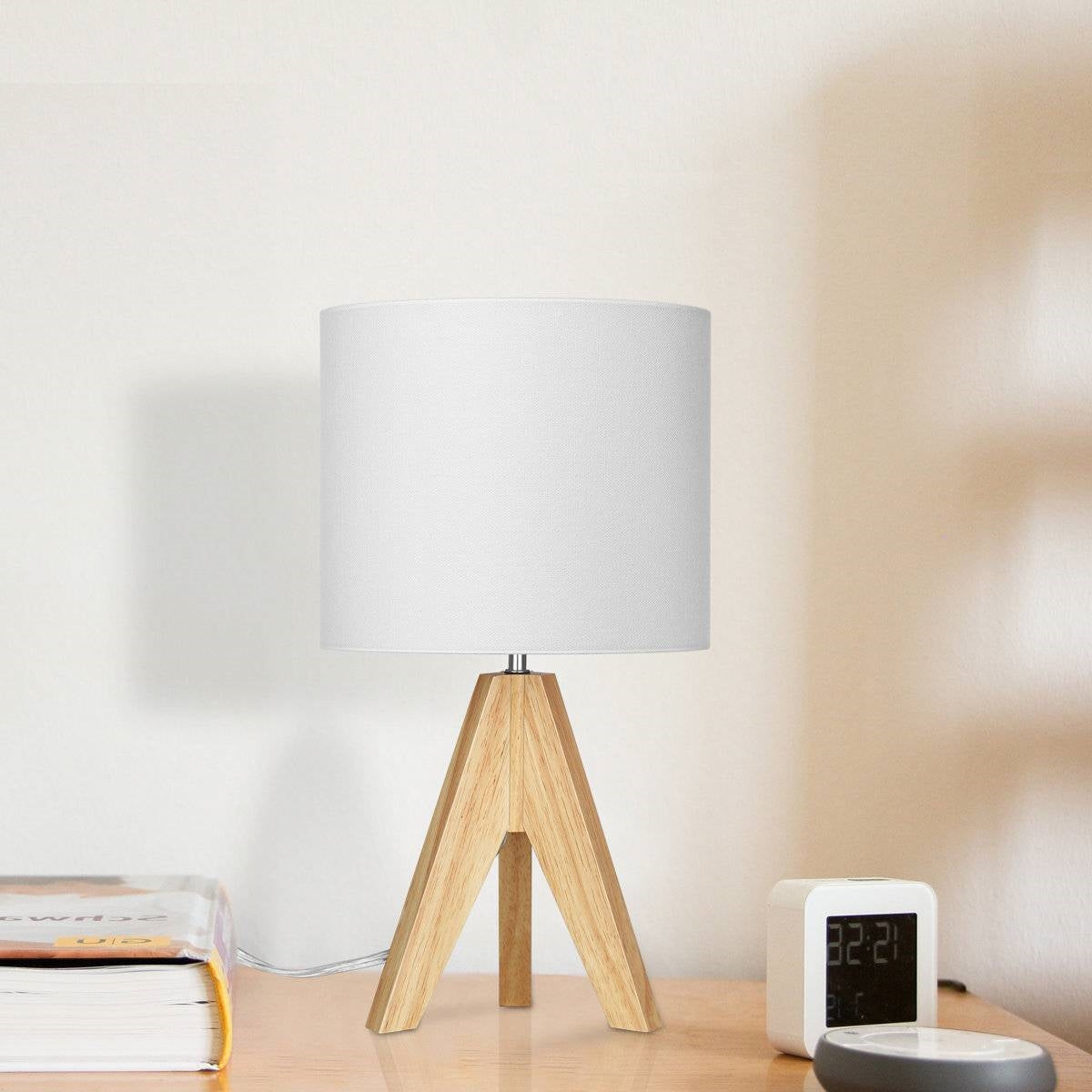 Set of 2 - Scandinavian Style Tripod Desk Lamp with White Linen Drum Shade LuxuryLifeWay Online Store