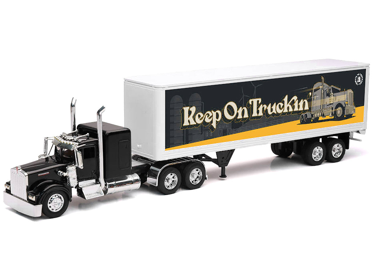 Kenworth W900 Truck Black with Dry Van Trailer "Tribute To Truckers Keep on Truckin'" "Long Haul Truckers" Series 1/32 Diecast Model by New Ray LuxuryLifeWay Online Store