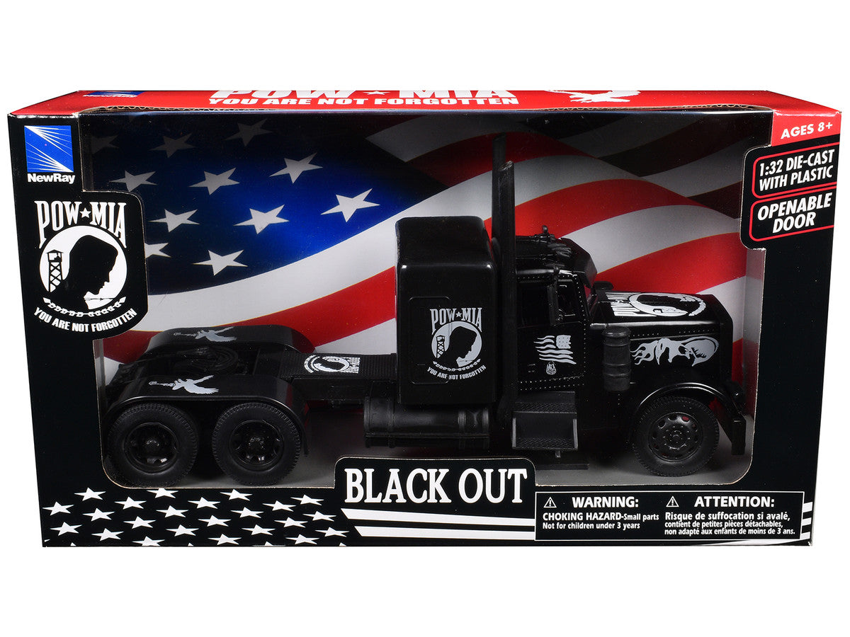 Peterbilt Custom Truck Black Out "POW-MIA You Are Not Forgotten" 1/32 Diecast Model by New Ray LuxuryLifeWay Online Store