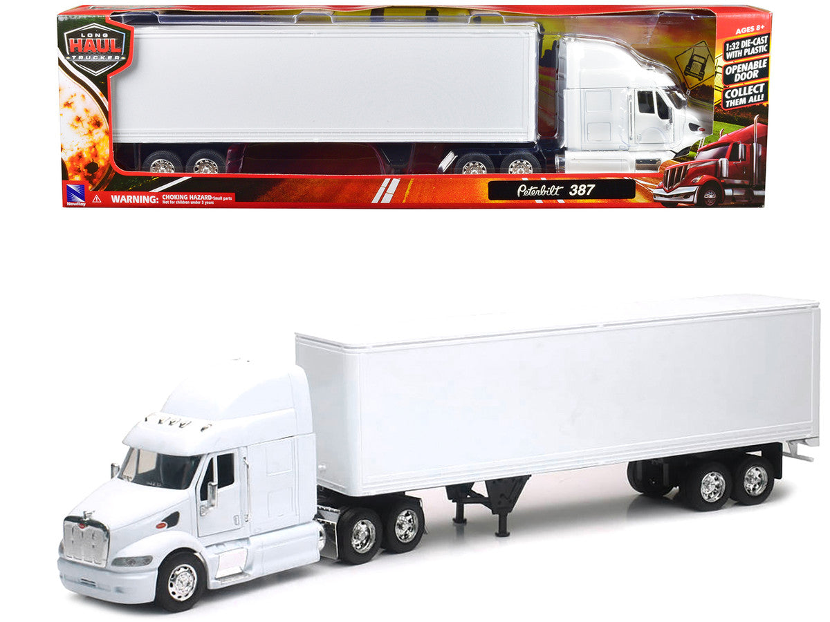 Peterbilt 387 Truck with Dry Goods Trailer White "Long Haul Truckers" Series 1/32 Diecast Model by New Ray LuxuryLifeWay Online Store