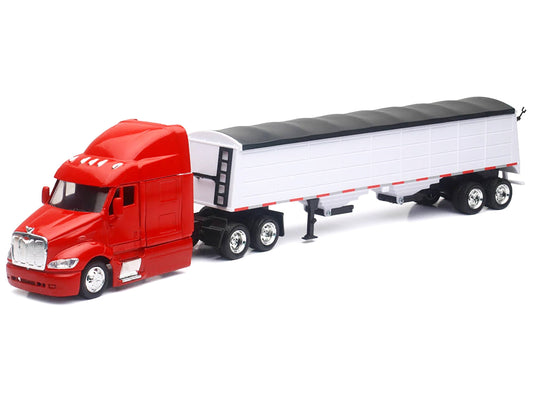 Peterbilt 387 Truck Red with Grain Trailer White "Long Haul Truckers" Series 1/43 Diecast Model by New Ray
