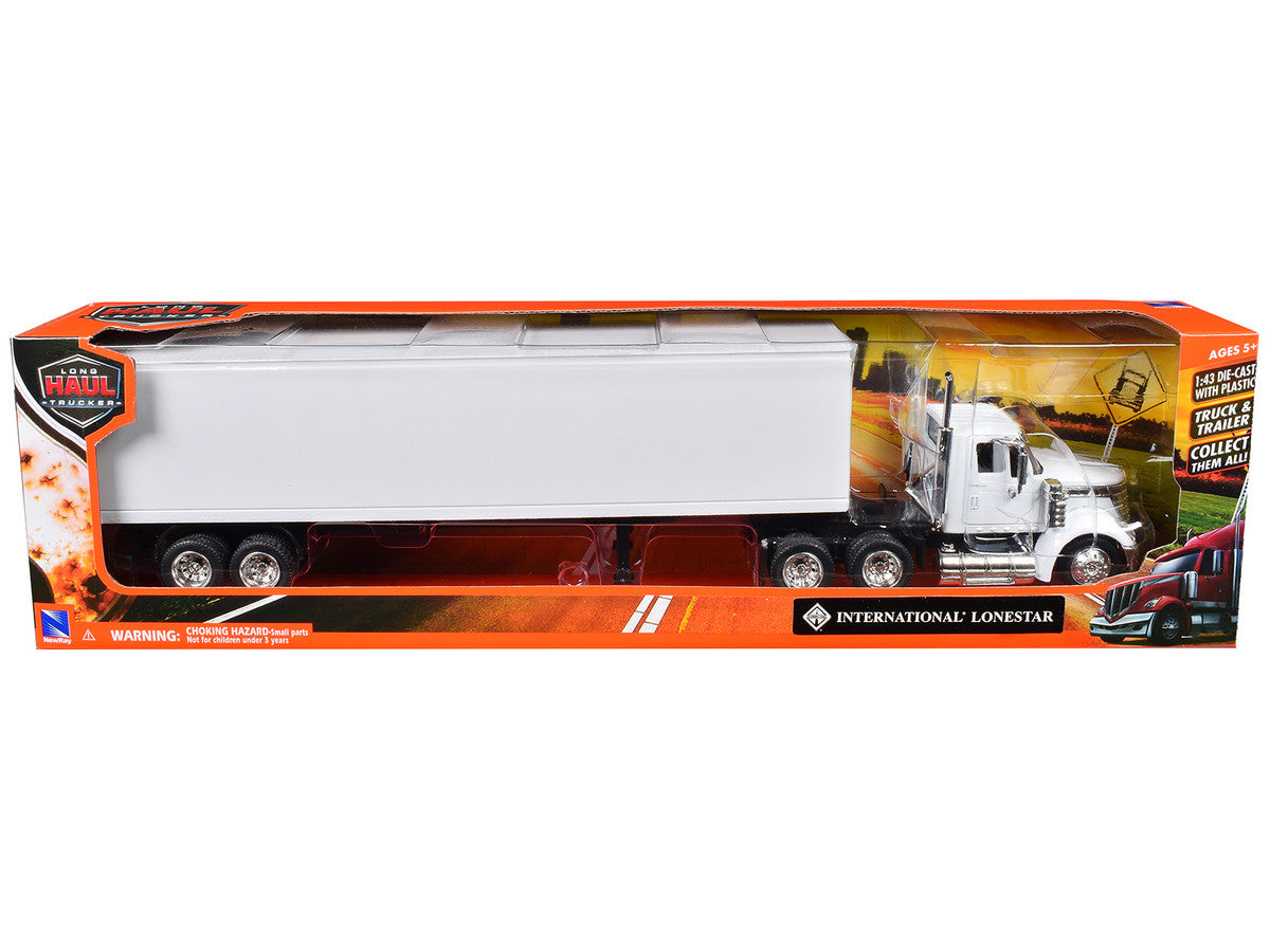 International LoneStar Truck with Dry Goods Trailer White "Long Haul Truckers" Series 1/43 Diecast Model by New Ray LuxuryLifeWay Online Store