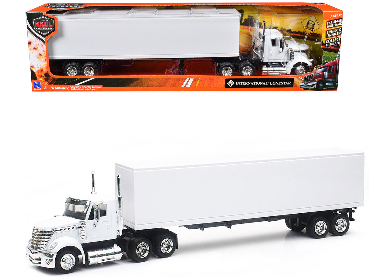 International LoneStar Truck with Dry Goods Trailer White "Long Haul Truckers" Series 1/43 Diecast Model by New Ray LuxuryLifeWay Online Store