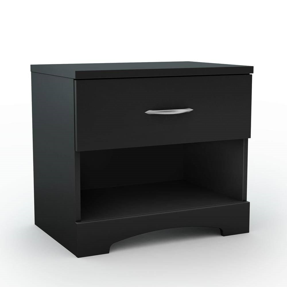 Modern 1 Drawer Nightstand End Side Table Storage in Black LuxuryLifeWay Online Store