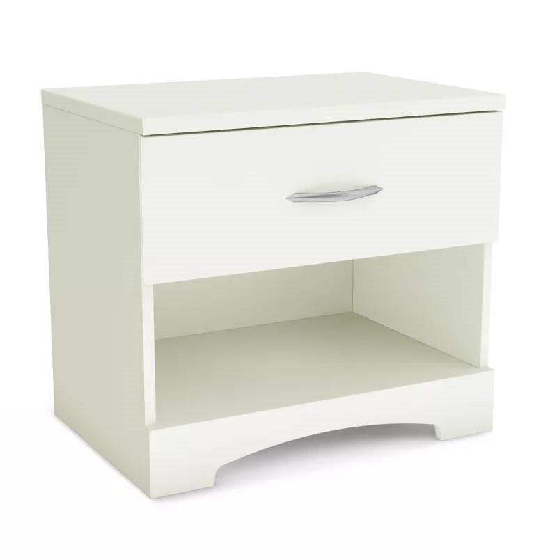 Modern 1 Drawer Nightstand End Side Table Storage in White LuxuryLifeWay Online Store