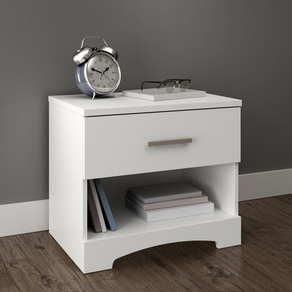 Modern 1 Drawer Nightstand End Side Table Storage in White LuxuryLifeWay Online Store