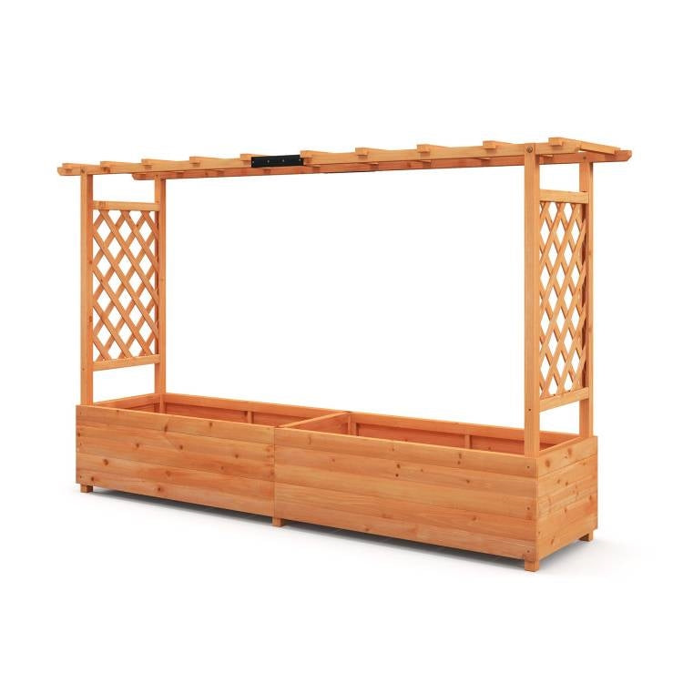 Solid Fir Wood Rectangle Raised Garden Bed with Side Trellis LuxuryLifeWay Online Store