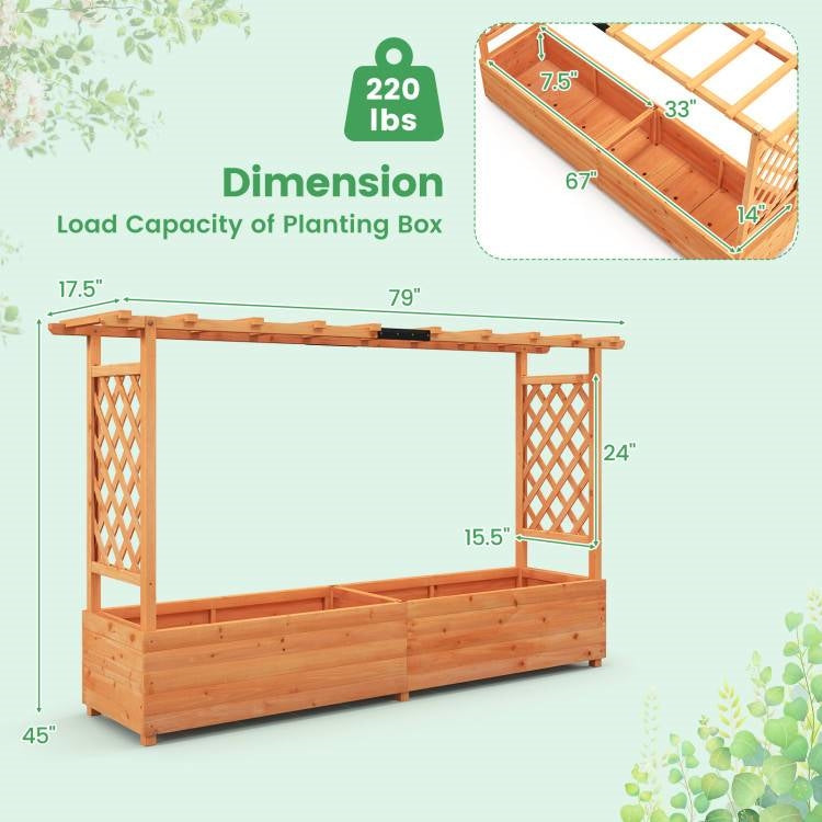 Solid Fir Wood Rectangle Raised Garden Bed with Side Trellis LuxuryLifeWay Online Store