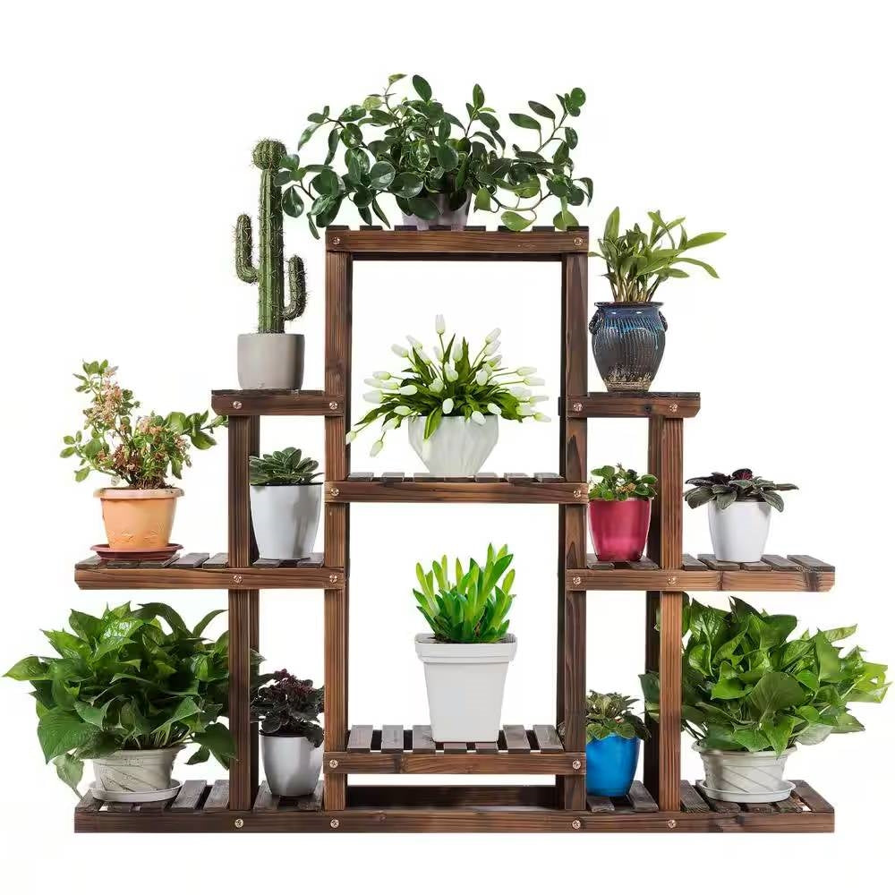 Modern Farmhouse 6-tier Wooden Bookcase Plant Stand Shelving Unit LuxuryLifeWay Online Store
