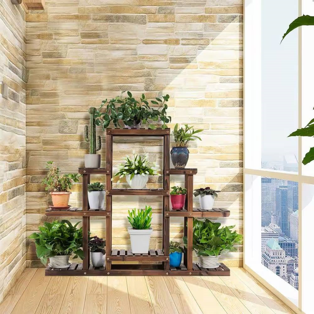 Modern Farmhouse 6-tier Wooden Bookcase Plant Stand Shelving Unit LuxuryLifeWay Online Store