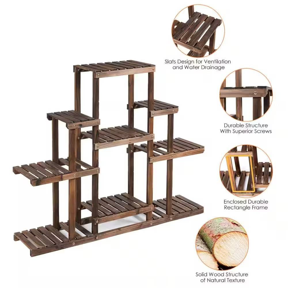 Modern Farmhouse 6-tier Wooden Bookcase Plant Stand Shelving Unit LuxuryLifeWay Online Store