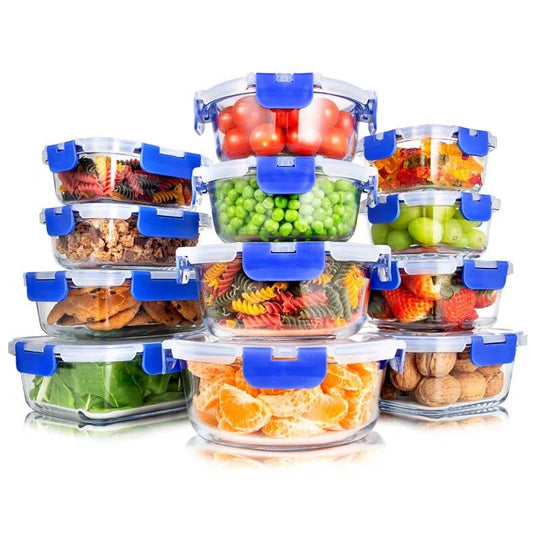 24-Piece Glass Food Storage Container Bakeware Set with Snap Locking Lids LuxuryLifeWay Online Store
