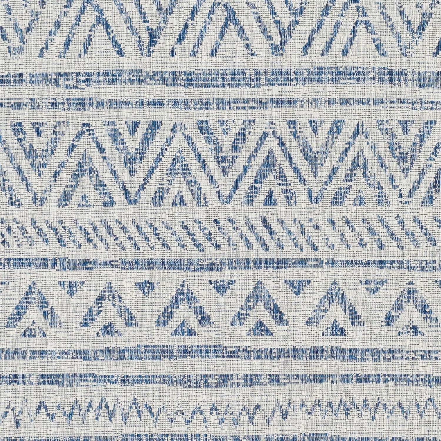 8 ft. x 10 ft. Blue Grey Chevron Coastal Boho Style Indoor Outdoor Area Rug LuxuryLifeWay Online Store