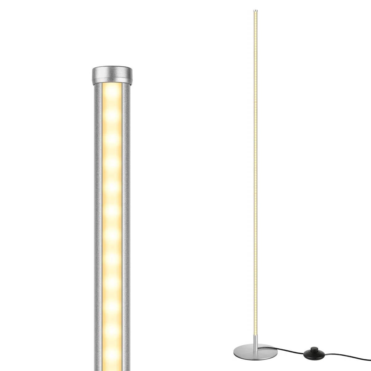 Silver Minimalist 57-inch Slim Bar-Shaped Dimmable LED Corner Floor Lamp LuxuryLifeWay Online Store