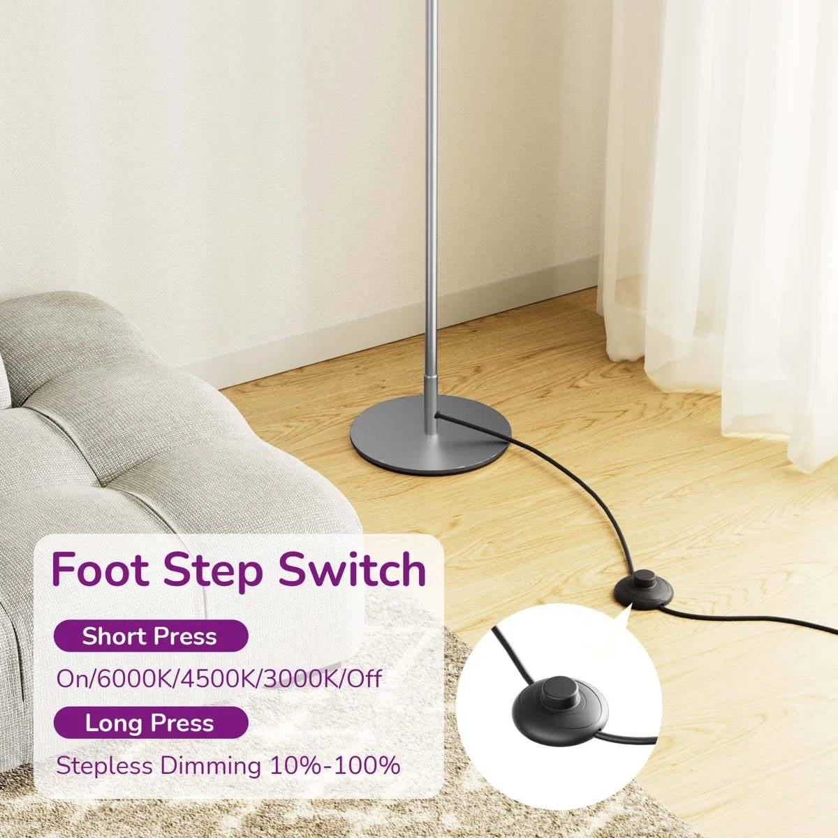 Silver Minimalist 57-inch Slim Bar-Shaped Dimmable LED Corner Floor Lamp LuxuryLifeWay Online Store