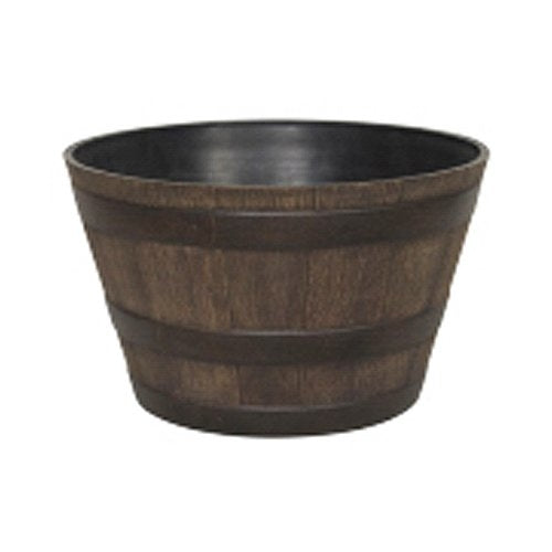 15-5-inch Round Whiskey Barrel Planter in Aged Walnut Finish Resin LuxuryLifeWay Online Store
