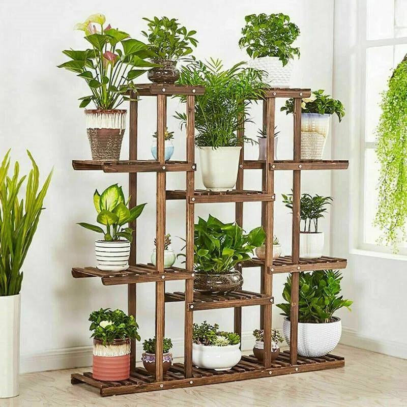 Solid Wood Indoor Outdoor 11-Tier Plant Stand LuxuryLifeWay Online Store