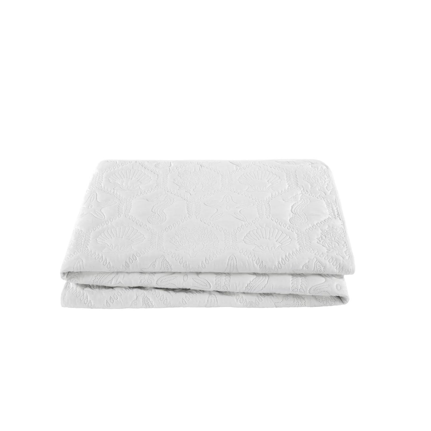 Queen size Coastal Beach Seashells Starfish Sea Horse White 3-Piece Quilt Set LuxuryLifeWay Online Store