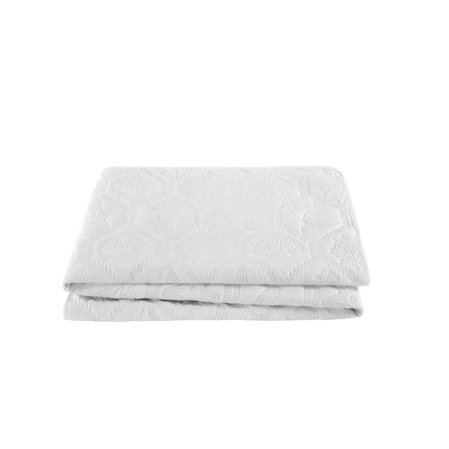 Queen size Coastal Beach Seashells Starfish Sea Horse White 3-Piece Quilt Set LuxuryLifeWay Online Store