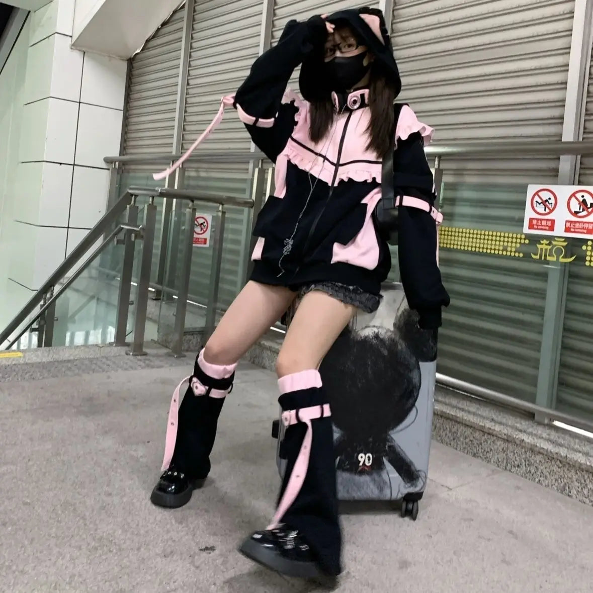 Autumn Winter Japanese Sweet Y2K Clothing Hoodie Women Kawaii Vintage Coat Female Patchwork Korea Style Chic Cardigan Outfits LadyShow.Store