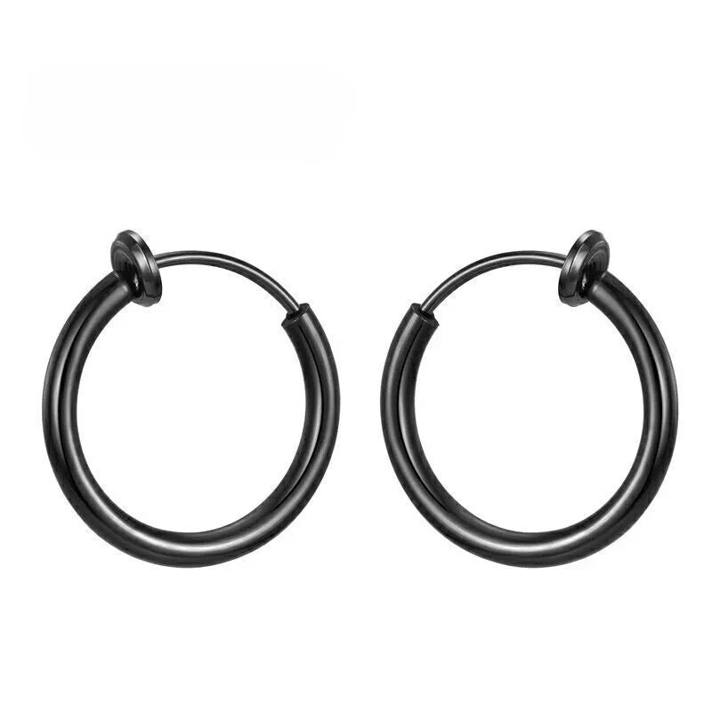 1 Pairs Fake Ear Clip Hoop Earrings for Men and Women Stainless Steel Painless Non Piercing Fake Earrings Jewelry Gifts Pi-Mart