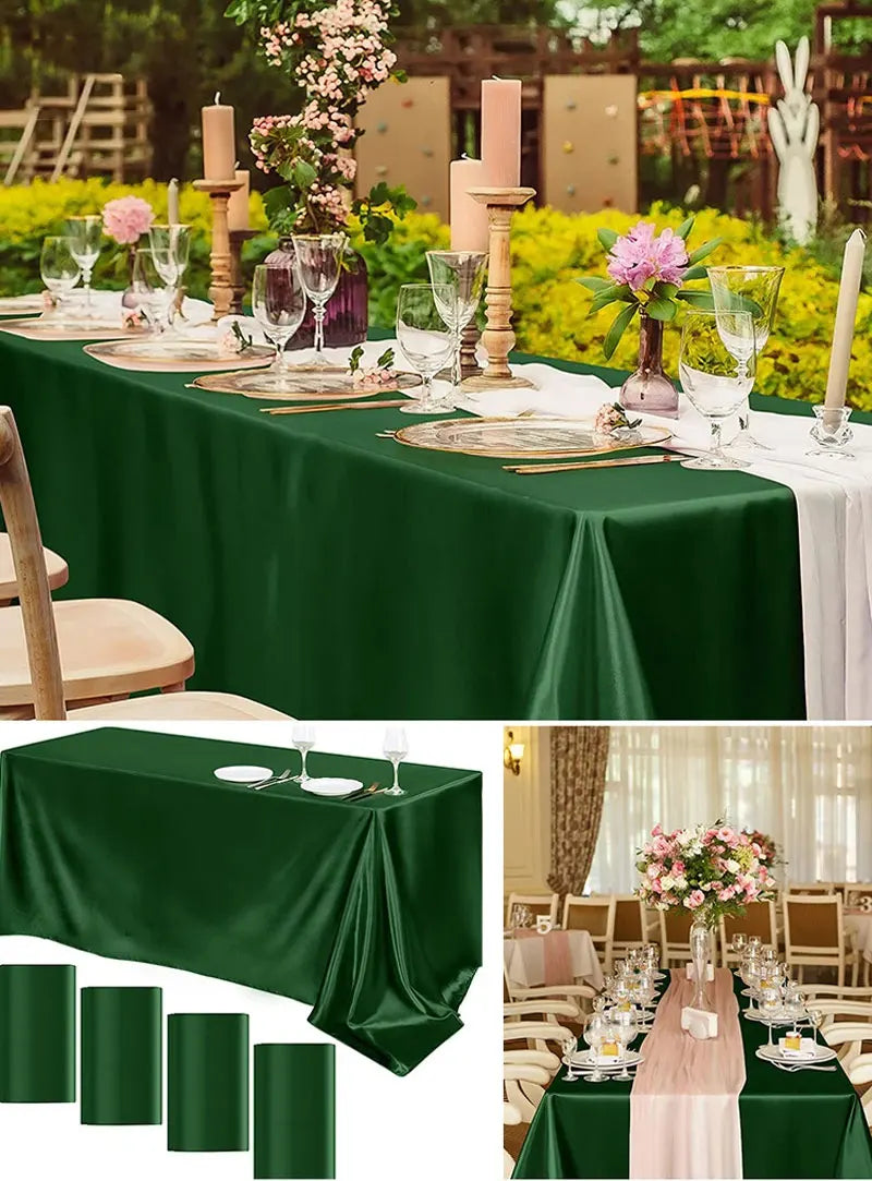 Rectangle Wedding Satin LargeTablecloth Bright Smooth Silk Table Cover Christmas Anniversary Dining Party high-end Table Decor Pi-Mart