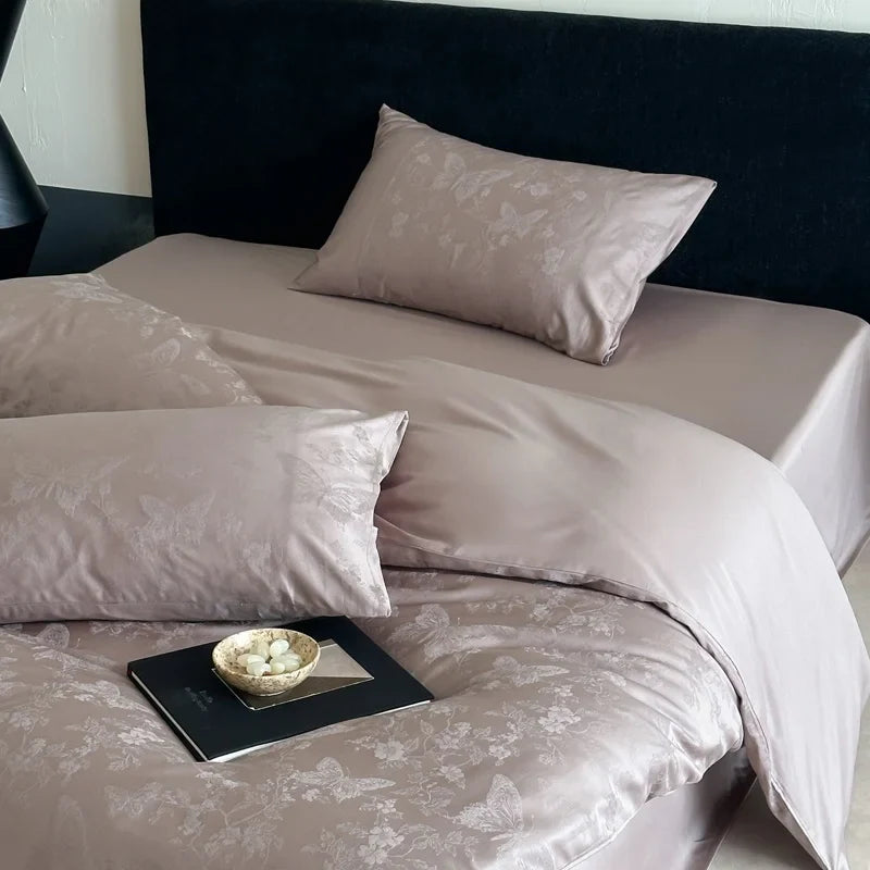 Long Staple Cotton Jacquard Bedding Set Single Double Queen King Size Duvet Cover Bedsheet Pillowcase Luxury Quilt Cover Set LadyShow.Store