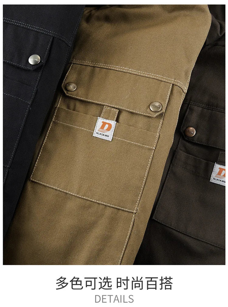 New Fashion Men Hooded Fleece Warm Down Jackets Casual Fit Coats Quality Male Cotton Multi-pockets Cargo Jackets Tooling Coats 4 Pi-Mart