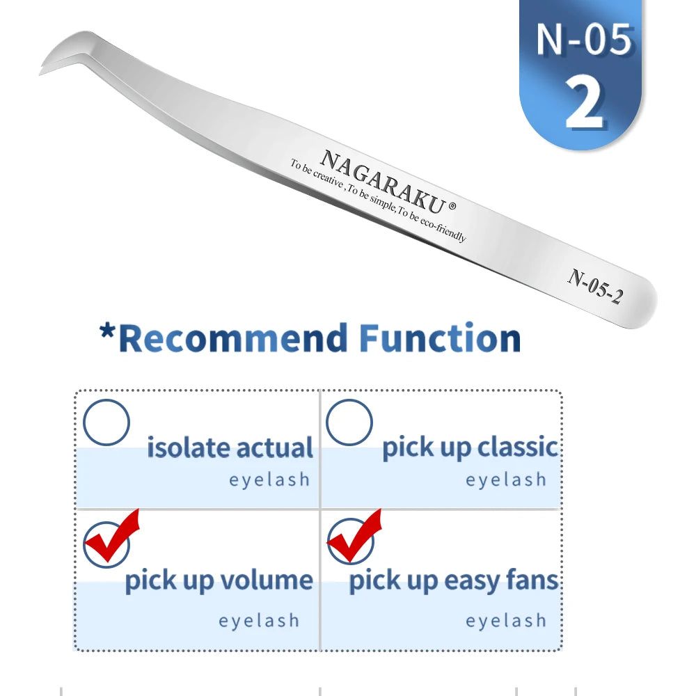 NAGARAKU Eyelash Extension Tweezers Makeup Stainless Steel Eyelash 3D accurate Clip Pi-Mart
