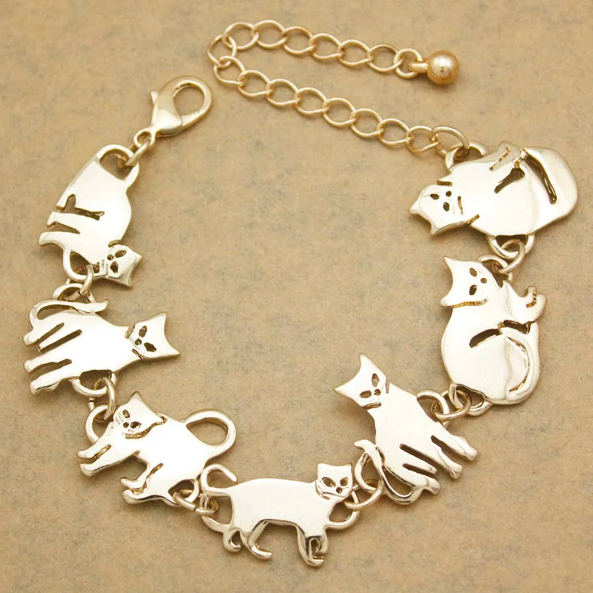 Clearance_Cat Pendant Charm Chain Link Bracelets For Women Cowgirl Cuff Bangles Fashion Jewelry Egyptian Bastet Pulseira Accesso Pi-Mart