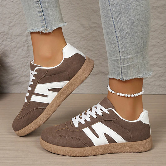 Vintage Low Top Platform Sneakers Women 2026 Spring Faux Suede Flat Heels Casual Shoes Woman Plus Size 43 Cheap Tennis Shoes Pi-Mart