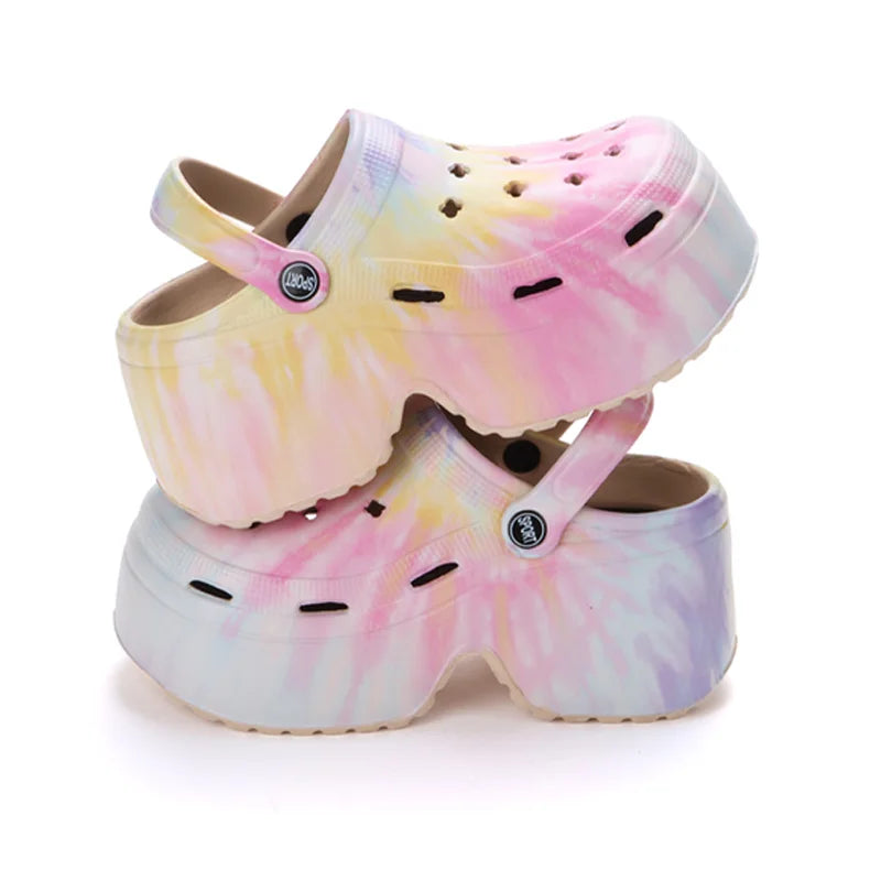 Leopard Thick Bottom Clogs for Women Closed Toe Chunky Platform Sandals Woman Summer 2023 Super High Wedge Heel Slippers Female LadyShow.Store