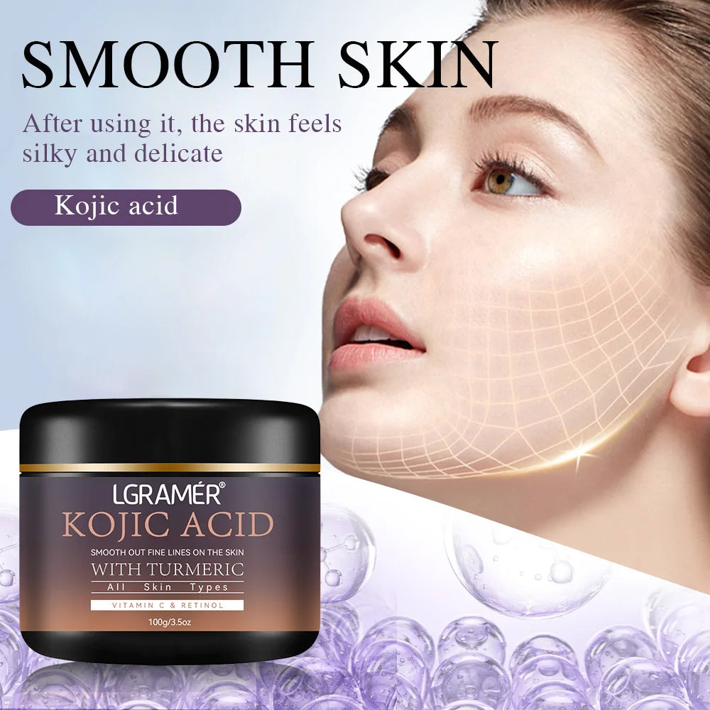 Kojic Acid Vitamin C &Turmeric Moisturizer Face Cream Fade Dark Spot Wrinkle Brightening Skin Firming Tighten Lighten Face Cream Pi-Mart