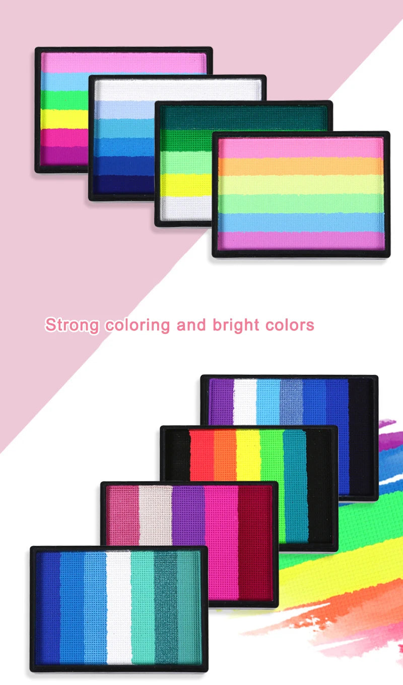 50g Facial and Body Paint Palette,Non-Toxic Rainbow Water-Soluble Body Paint for Rainbow Festival,Cosplay,Party,Art,Stage Makeup Pi-Mart
