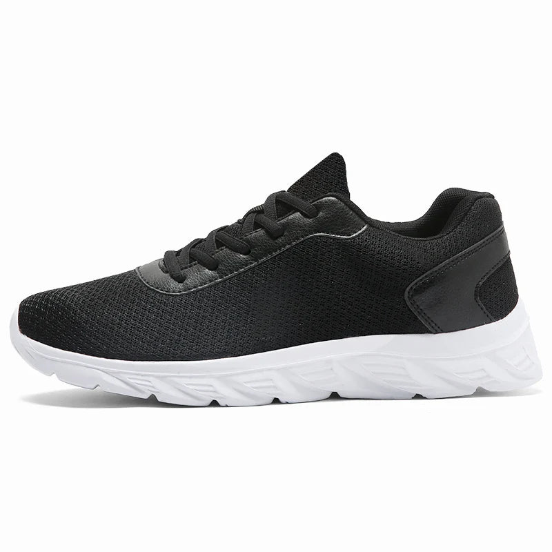 Men's Casual Sports Shoes Men's Black Mesh Breathable Running Shoes Soft Bottom Light Flat Bottom Work Shoes Pi-Mart