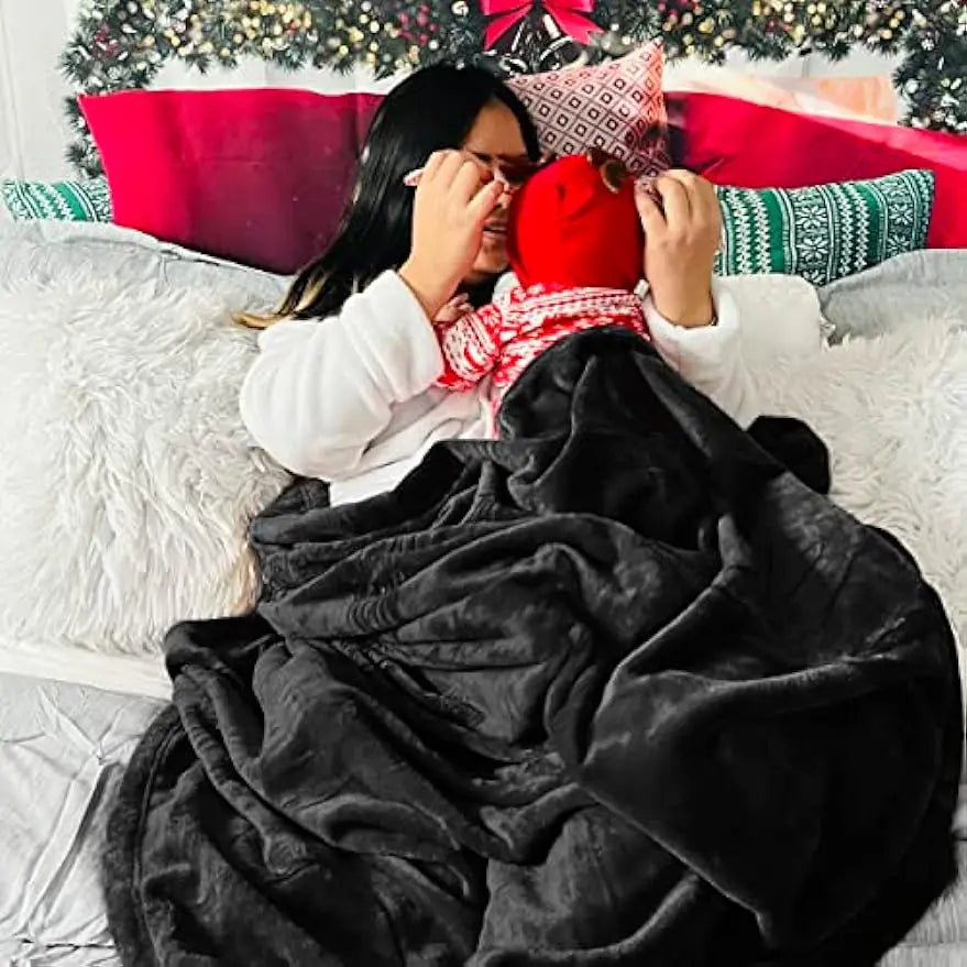 Fleece Blanket Queen Blanket Black - Bed Blanket Soft Lightweight Plush Fuzzy Cozy Luxury Microfiber Pi-Mart