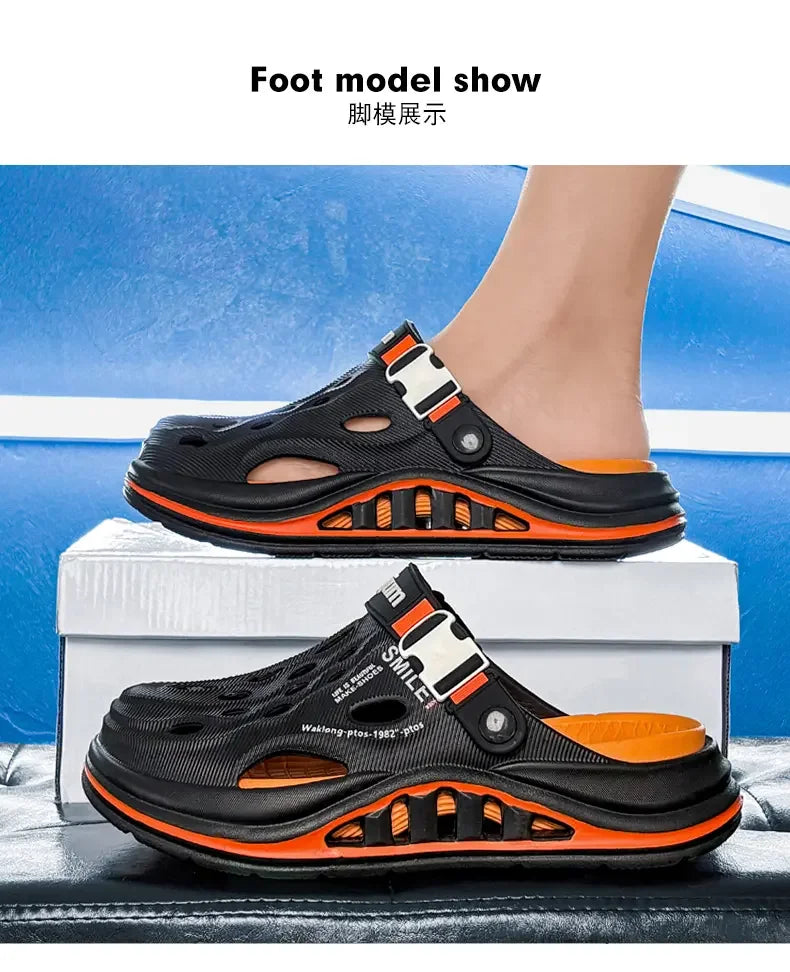 2026 New Men's Holes oes Summer Thi Bot Anti-Slip Driving Beach Slippers Spor Casual EVA Injection Moulding Footwear Pi-Mart