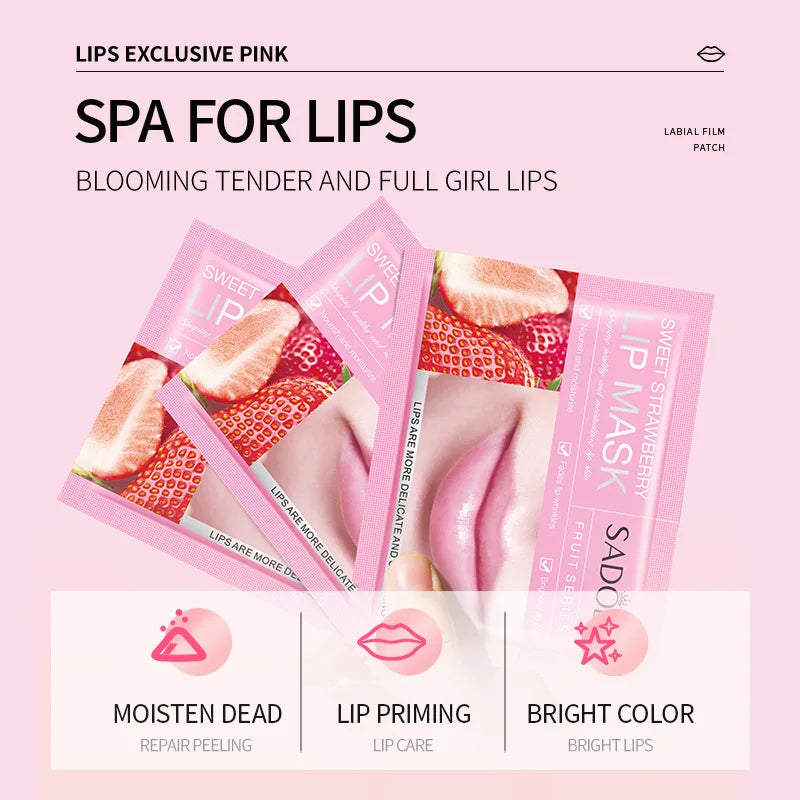 10pcs SADOER Fruits Moisturizing Lip Mask Lips Skin Care Nourishing Hydrating Crystal Collagen Gel Lip Patches Lips Plumper LadyShow.Store