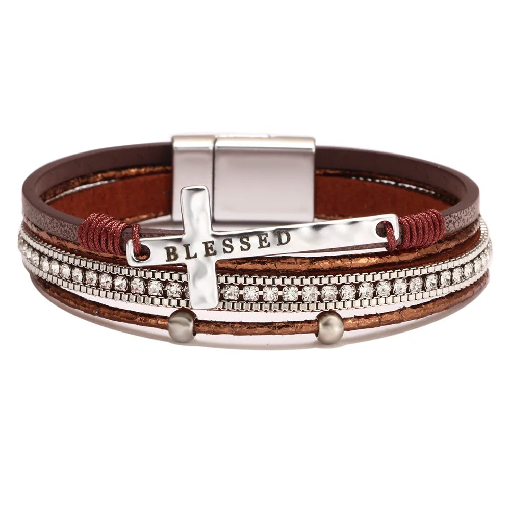 Bohemian Cowboy Chic Cross Bracelet Western Jewelry For Women Christian Bracelets Religious Bracelets Pi-Mart