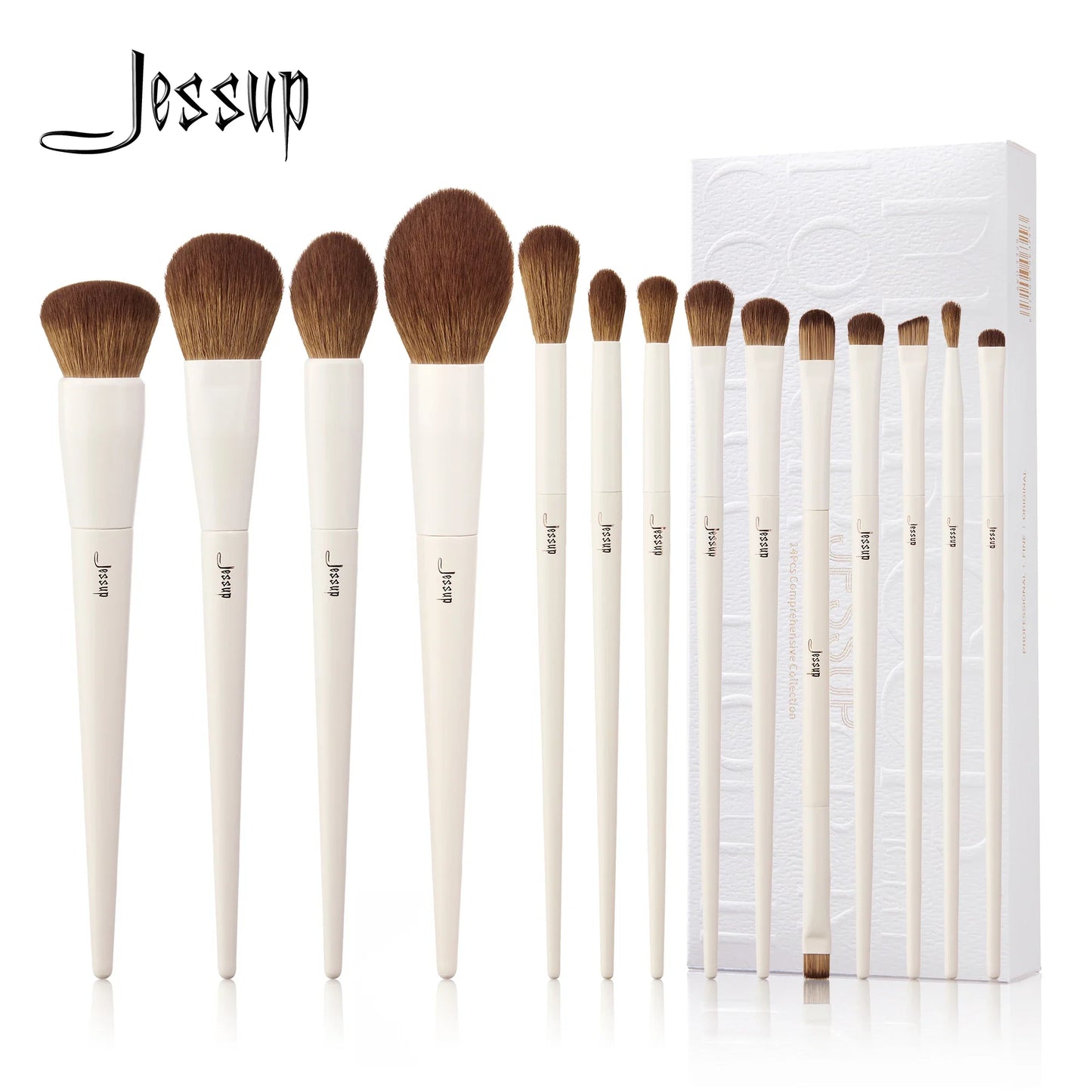 Jessup Makeup Brushes 14pc Makeup Brush set Synthetic Foundation Brush Powder Contour Eyeshadow Liner Blending Highlight T329 Tri Light Beauty