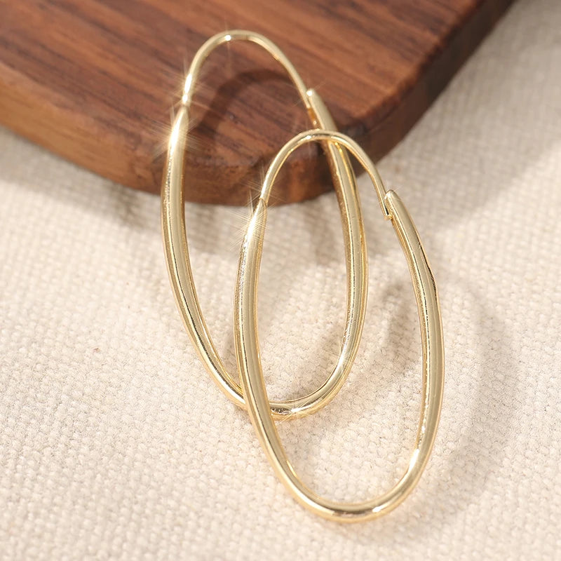 Minimalist Gold Color Dangle Women's Earrings Geometric Oval Party Daily Wear Pi-Mart