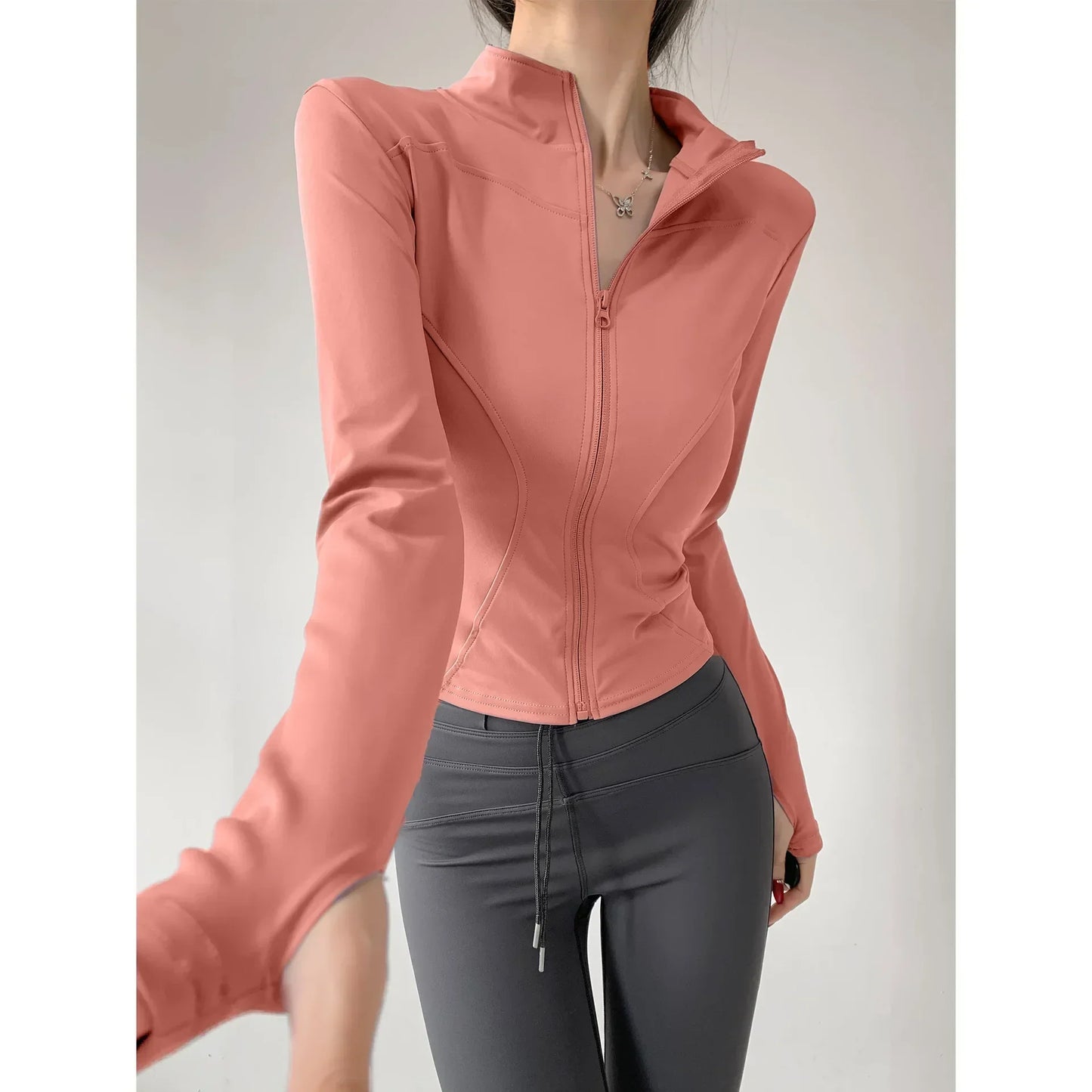 Sun Quick Drying Sports Coat Women's Tight Top Yoga Jacket Long Sleeve Zipper Jacket Running Fitness Women's Jacket S-3XL LadyShow.Store