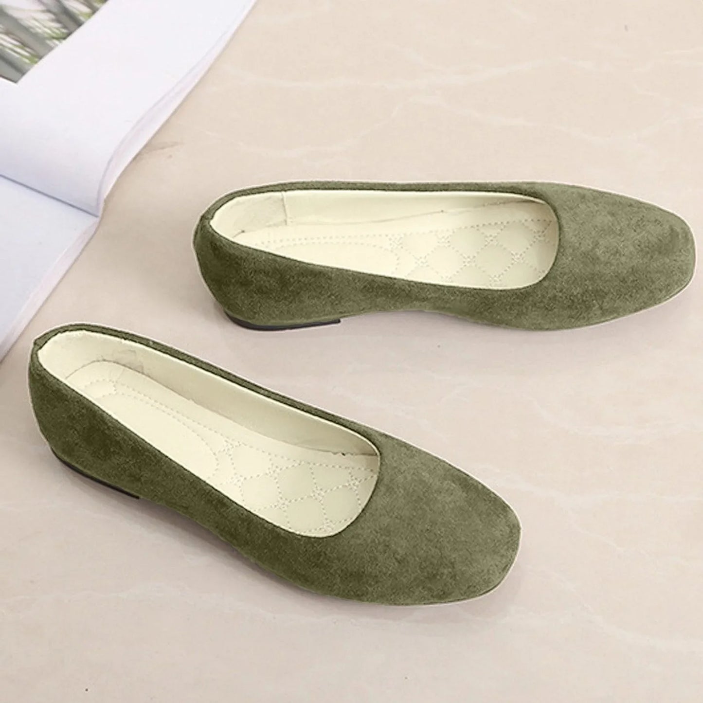 Women Suede Loafers Flat Heel Shallow Female Shoes Spring Summer Square Toe Basic Concise Women Pumps Size 36-43 LadyShow.Store