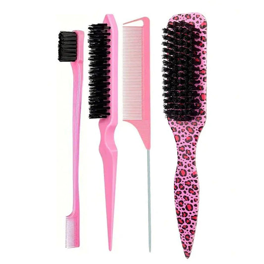 Bristle Slick Back Hair Brush for Sleek Ponytail Bun & Smoothing Baby Hairs, Flyaways, Edge Control - Backcombing & Teasing Tri Light Beauty